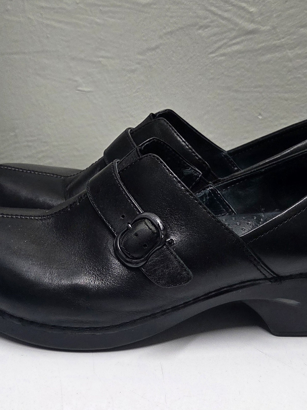 Dansko Women's Black Leather Buckle Slip-On Shoes - Size 41